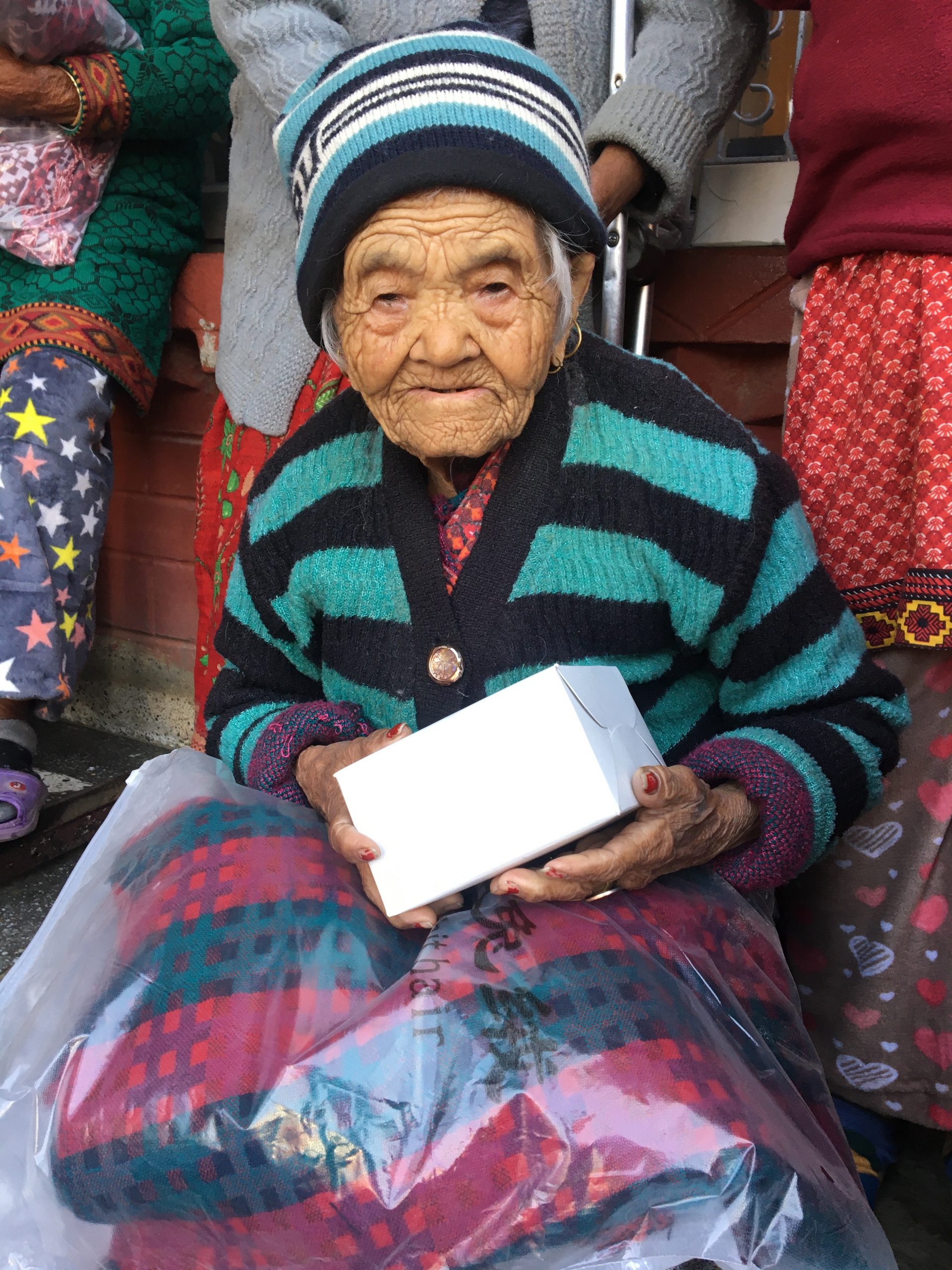 This 107 year old woman was delighted with her shawl